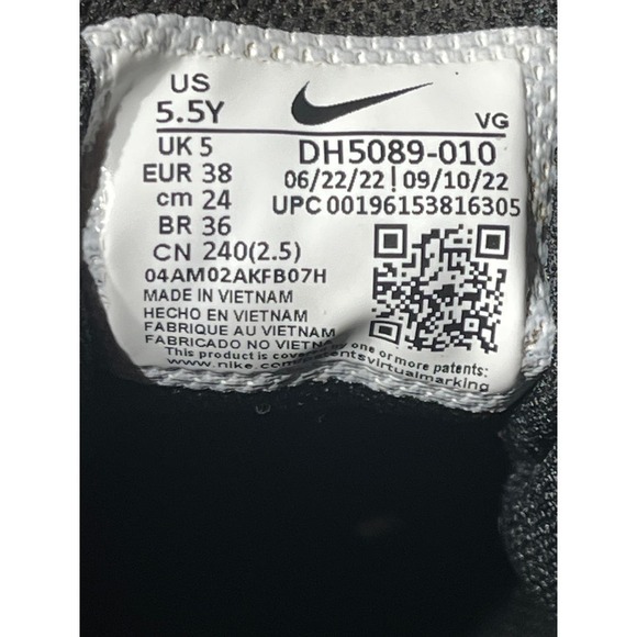 Nike Youth Vapor Fast Flex Baseball cleats. Black/White. Size 5.5 Y - Picture 9 of 9